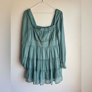 Altar'd State Green Tiered Ruffle Dress Medium